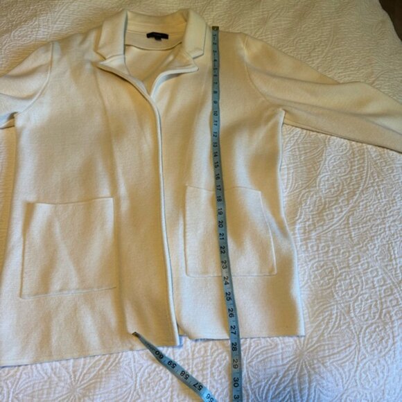 J.Crew 365 Women L Cream Sophie Merino Wool Open Front Sweater Blazer J0244 - Picture 11 of 12